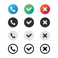 Call icons. Phone call icons accept and decline. Incoming call icons. Communication signs. vector