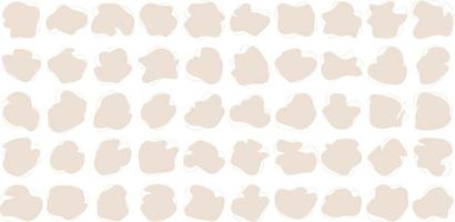 Hand Drawn Organic Shapes Liquid and fluid shape beige color symbol Set 50 vector