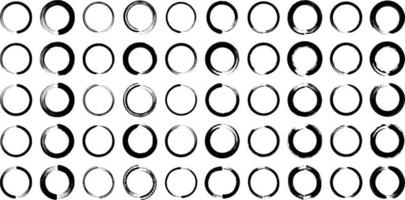 Grunge Circle Bold Line black abstract shape 50 Set vector