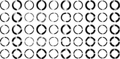 Grunge Circle Bold Line black abstract shape 50 Set vector