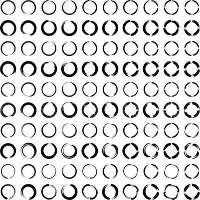 Grunge Circle Bold Line black abstract shape 100 Set
