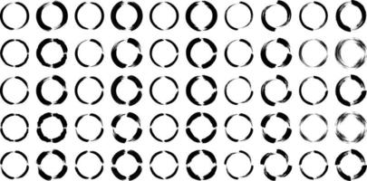 Grunge Circle Bold Line black abstract shape 50 Set vector