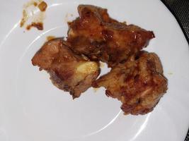 Fried and stewed pork ribs photo