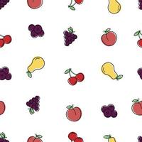 sin costura Fruta modelo en blanco antecedentes. vegetariano alimento. sin costura modelo para textil diseño. plano vector. Fruta jugo. vector