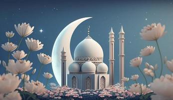 illustration of amazing architecture design of muslim mosque ramadan kareem, islamic architecture background ramadan kareem, Islamic Mosque, Ramdan, ramzan, eid, culture, arab, Generate Ai photo