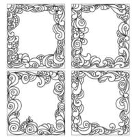 Set of postcards with outline doodle frames for design vector