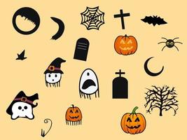 vector happy halloween vector design element set isolated with background.