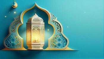 Mubarak Ramadan Kareem islamic muslim banner background. Generate Ai. photo