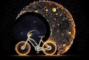 Bicycle creative image made with starry night to form the bicycle shape . Generate Ai photo