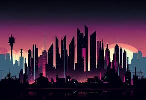 Modern Megapolis city future , City silhouette skyline. Generate Ai photo