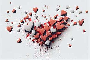 ilustración que cae corazones en blanco antecedentes. generar ai foto