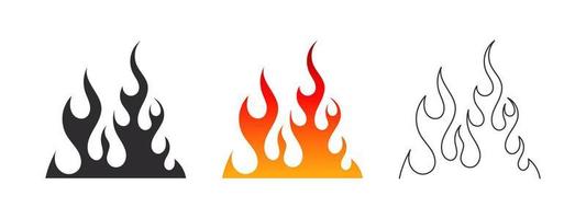 Fire flames. Fire flame elements. Black and red fiery flames. Vector scalable graphics