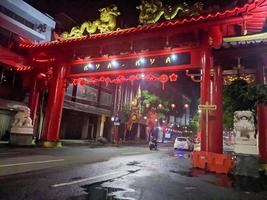 Surabaya, indonesia - april, 2023 - a gate with Chinese architecture in an area called kya kya in surabaya, indonesia photo