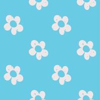 Hippie pattern with textured abstract flower on blue background vector