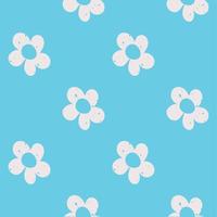 Hippie pattern with textured abstract flower on blue background vector