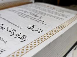 Surabaya, indonesia - april, 2023 - A close up of the holy quran surah yasin photo