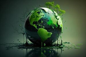 world environment and Earth day concept with green globe. Generate Ai photo