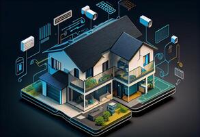 Modern smart home systems of smart building , The smart home is isolated background. Generate Ai photo