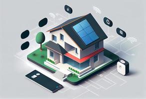 Modern smart home systems of smart building , The smart home is isolated background. Generate Ai photo