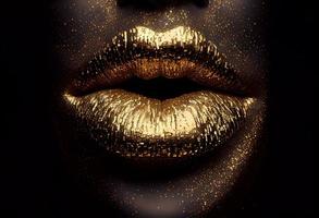 Detail on female lips. Generate Ai photo