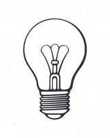 Hand drawn doodle of light bulb. Energy and power sign of technology. Symbol of education, idea, inspiration and solution vector