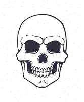 Hand drawn doodle of human skull with a terrible smile. Symbol of danger and death. Cartoon sketch vector