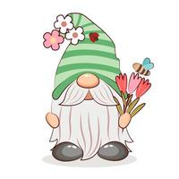 Sweet Spring Gnome. vector illustrator