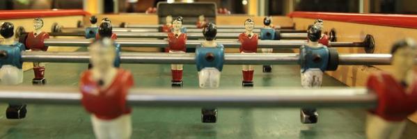 Close-up on the figures of a table football photo