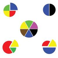 Set of pie chart color flat vector