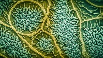 Abstract texture botanical green background with leaf plant cells close up selective focus copy space design photo