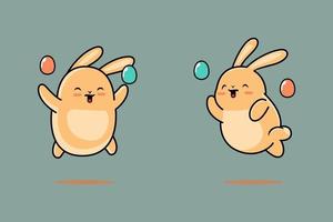 bunny happy expression jump with easter vector