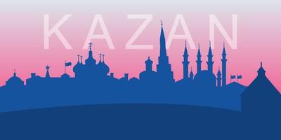 Kazan Kremlin skyline silhouette in flat style. Tatarstan, Russia. Kazan city landmark. Vector silhouette.