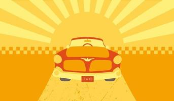 retro coche con rayos de sol antecedentes. vector ilustración en plano estilo. negocio tarjeta formato