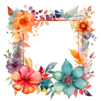 Rustic Floral Frame with Wildflowers and Eucalyptus Leaves. Perfect for Country Chic Weddings. PNG Transparent Background