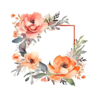 elegant uitnodiging met waterverf bloemen kader en schoonschrift tekst. PNG transparant achtergrond