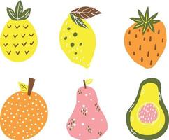 Set of hand drawn fruits. Vector illustration in doodle style.