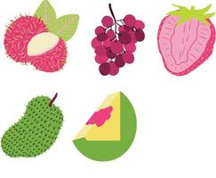 Set of fruits on a white background. Vector illustration, flat style.