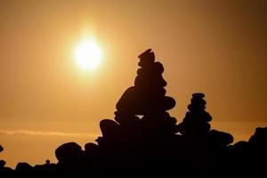 A beautiful sunset view and rock pyramids photo