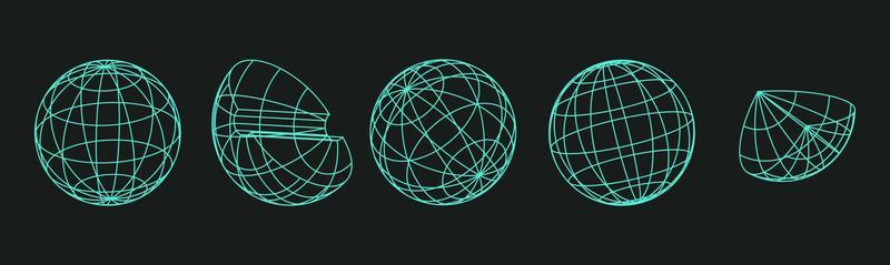 Abstract geometric shapes trending futuristic line design elements, infographic shapes. Modern trendy retro futurism digital vaporwave. Retrofuturistic Vector illustration for UI and UX