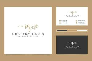 Initial RQ Feminine logo collections and business card template Premium Vector