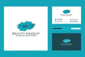 Initial RU Feminine logo collections and business card template Premium Vector