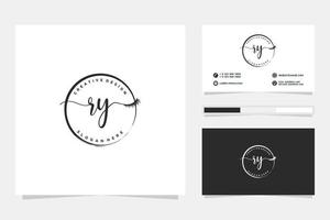 Initial RY Feminine logo collections and business card template Premium Vector