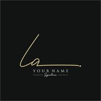 Letter LA Signature Logo Template Vector