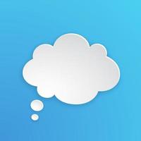 Comic speech bubble for thoughts at cloud shape at paper style. Empty shape in flat style for chat dialogs vector