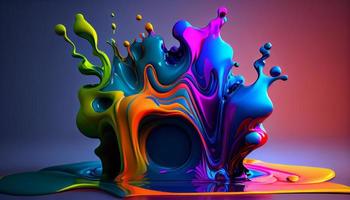 D Liquid Colorful Paint Background. Generate Ai. photo