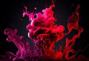 resumen rojo vistoso tinta chapoteo en agua antecedentes. generar ai. foto