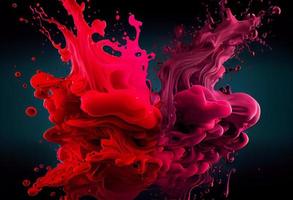 Abstract red colorful ink splash in water background. Generate Ai. photo