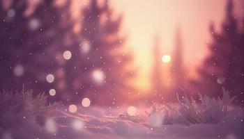 Beautiful natural winter defocused blurry background image with forest. Generate Ai. photo
