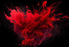 Abstract red colorful ink splash in water background. Generate Ai. photo