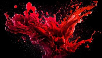 Abstract red colorful ink splash in water background. Generate Ai. photo